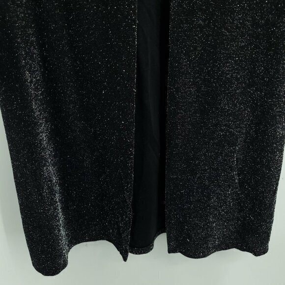 VTG 90s Shimmery Tie Front Long Line Stretchy Cardigan M Black/Silver - Picture 10 of 16
